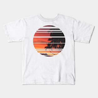 Tropical Sunset Palm Trees Kids T-Shirt